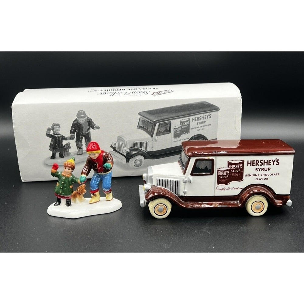 Dept 56 "Kids Love Hershey's" Set of 2 ~ 1997 Snow Village #54924 Hand-Painted